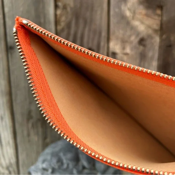 Everlane The Leather Zip Pouch Clutch Orange - Picture 14 of 15